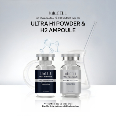 Set Meso mọc tóc Lulucell ( bột & dung dịch) Ultra Hair Grow Powder Lulucell Ultra Hair Grow Solution 60mg và 3ml (Bộ)