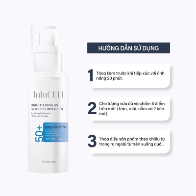  Kem chống nắng trắng da SPF50+ Lulucell Brightening UV Shield Sunscreen 50ml