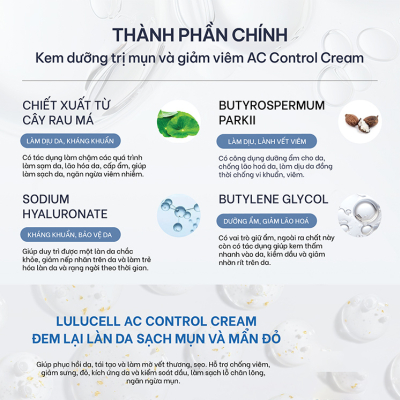 Kem hỗ trợ giảm mụn, giảm viêm da AC control Cream 30g (Chai)