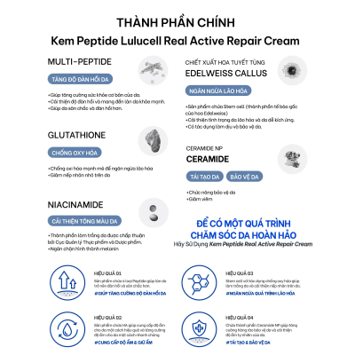 Kem Peptide Phục Hồi Da Lulucell Real Active Repair Cream 400ml (Chai)